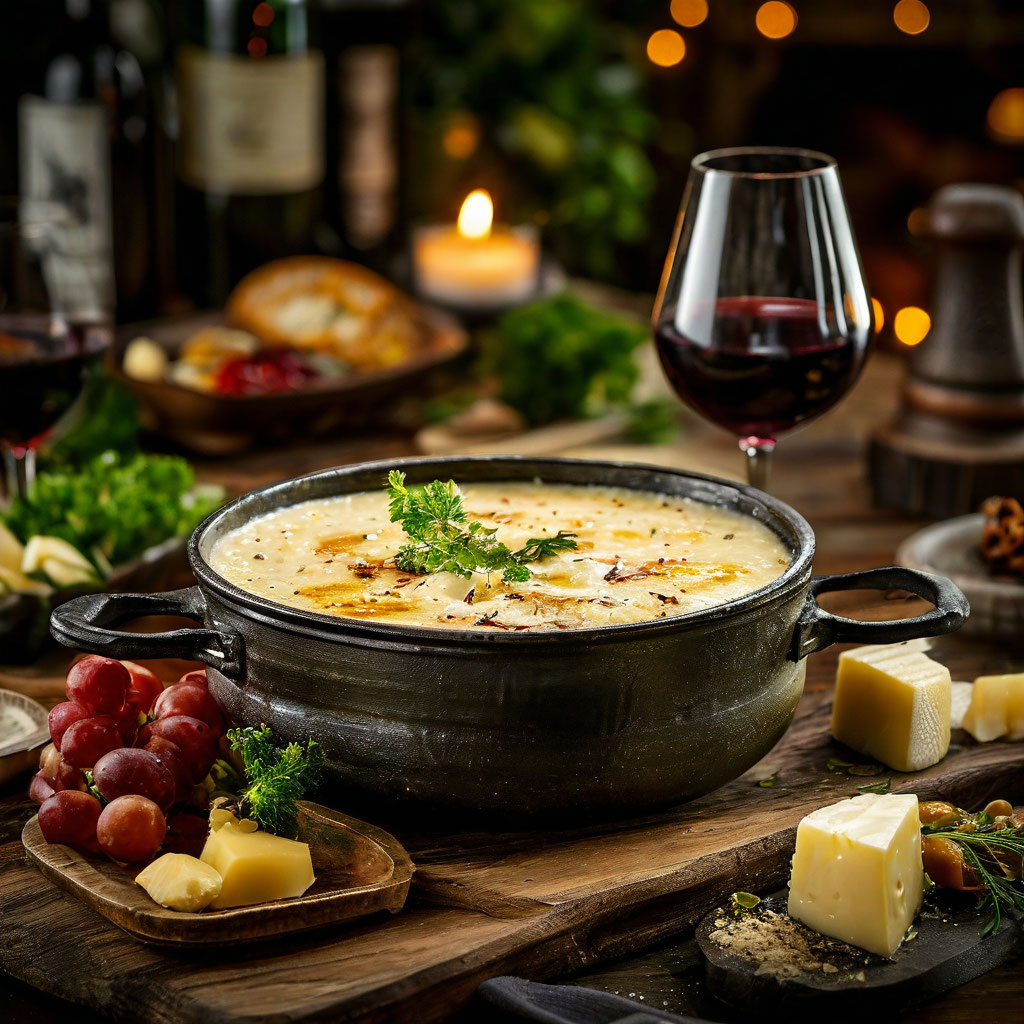 Фондю с сыром и вином